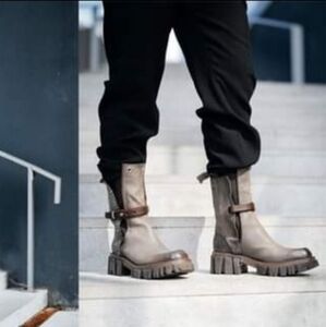 NIB A.S.98 Hallsey Smoke Lug Sole Moto Boots 40